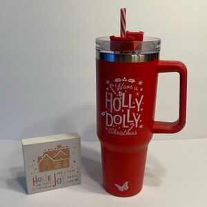 NEW Dolly Parton Christmas collection tumbler & decorative wreath wood block